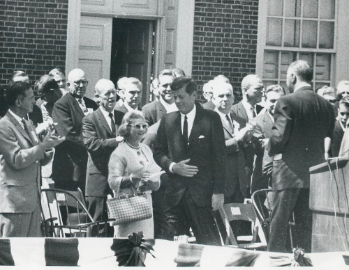Sylvia W. Kauders with President John F. Kennedy at Philadelphia&amp;#39;s Independence Hall